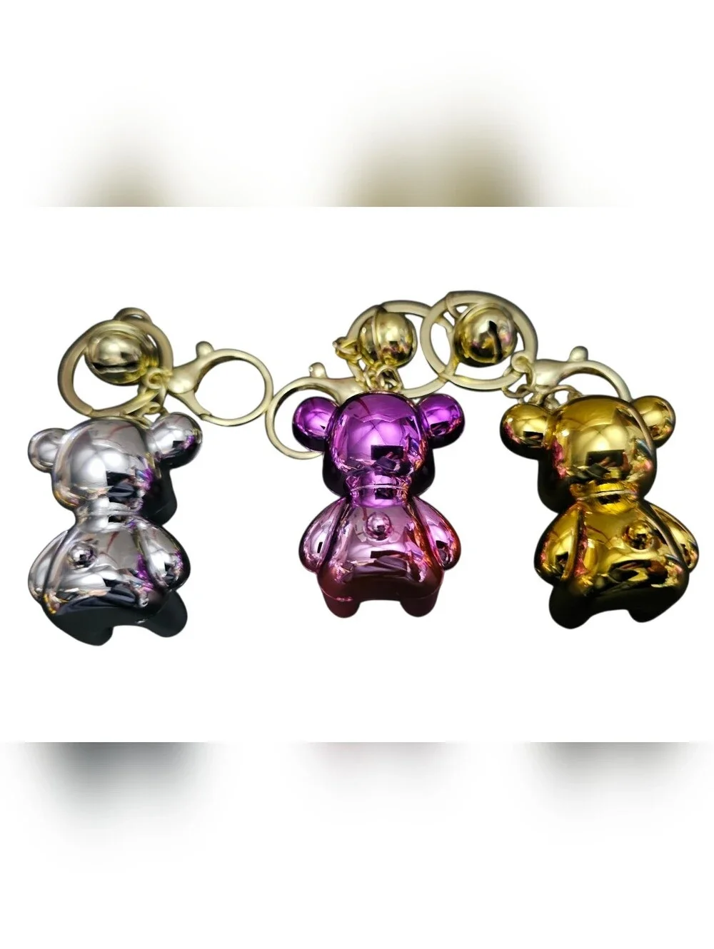 Metallic (Pick 1) Bear Keychain / Bag Charm – Silver, Purple, Gold NWOT